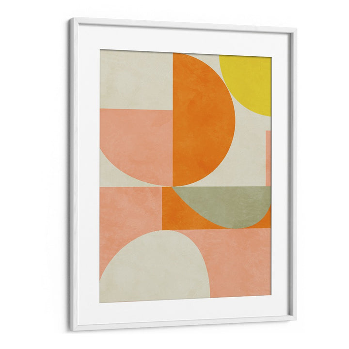 Bright and modern SUMMER CIRCLE III, ABSTRACT PAINTINGS by Ana Rut Bre in a stylish white frame, perfect for any space.