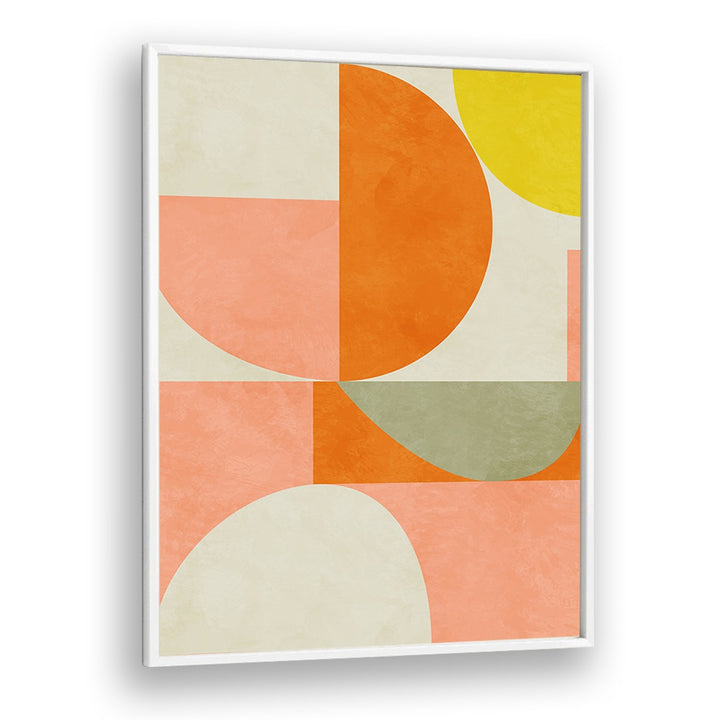 Discover SUMMER CIRCLE III, ABSTRACT PAINTINGS by Ana Rut Bre, featuring vibrant geometric shapes in a white frame.
