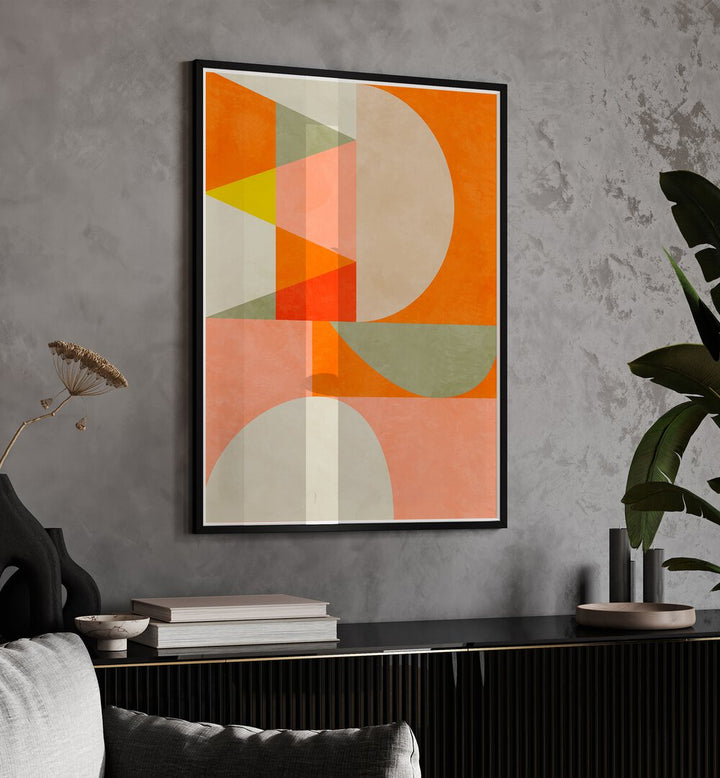 Bright orange and green shapes create a vibrant feel in SUMMER CIRCLE IV, ABSTRACT PAINTINGS by Ana Rut Bre.