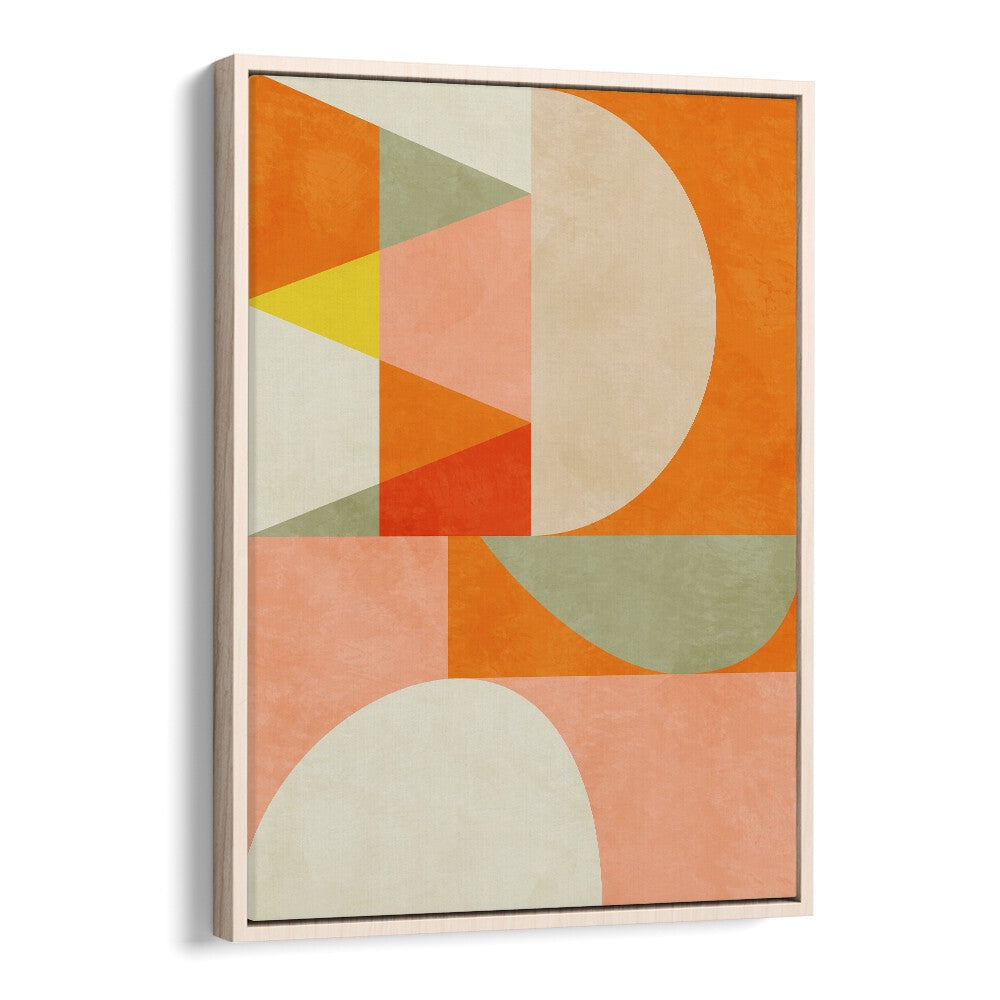 Vibrant SUMMER CIRCLE IV, ABSTRACT PAINTINGS by Ana Rut Bre, showcasing modern art in a stylish oak wood frame.