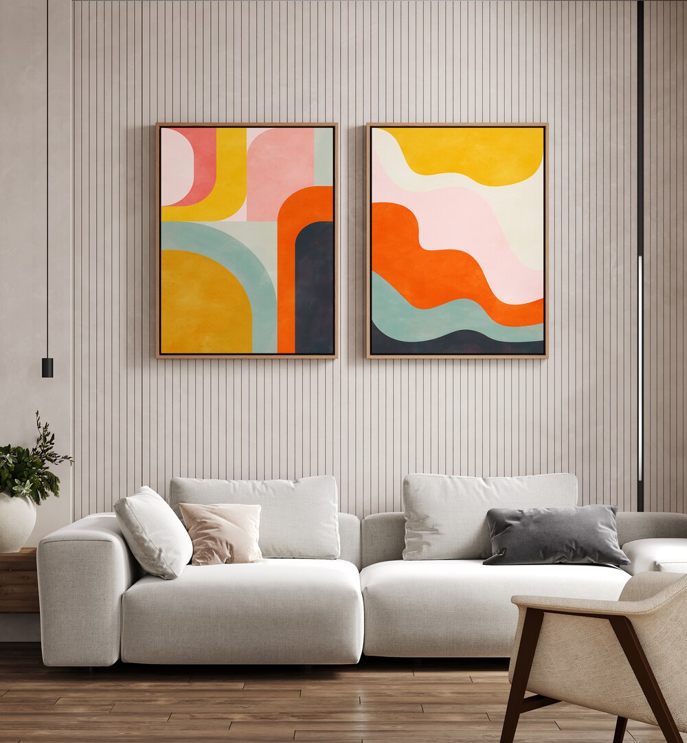 Brighten your space with SUMMER CIRCLES, SET OF 2 PAINTINGS, featuring vibrant abstract designs for modern decor.