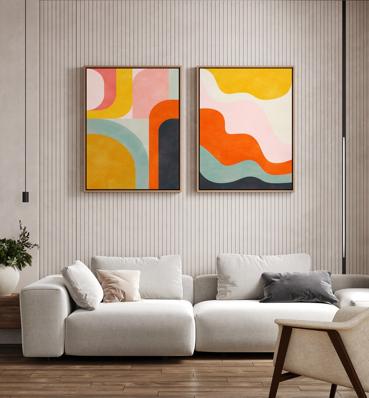 Brighten your space with SUMMER CIRCLES, SET OF 2 PAINTINGS, featuring vibrant abstract designs for modern decor.