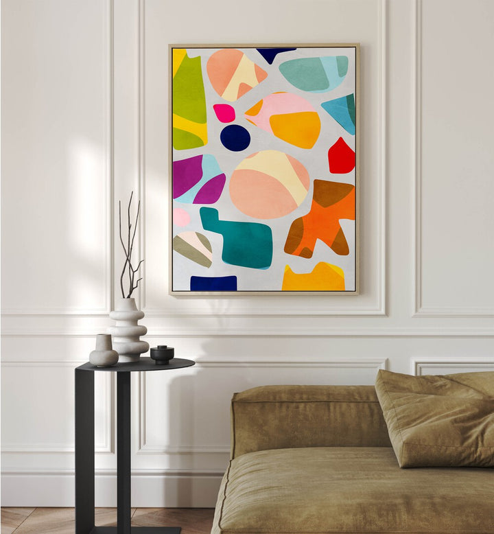 Colorful abstract painting "SUMMER CUT OUTS" by Ana Rut Bre, perfect for modern wall art decor.