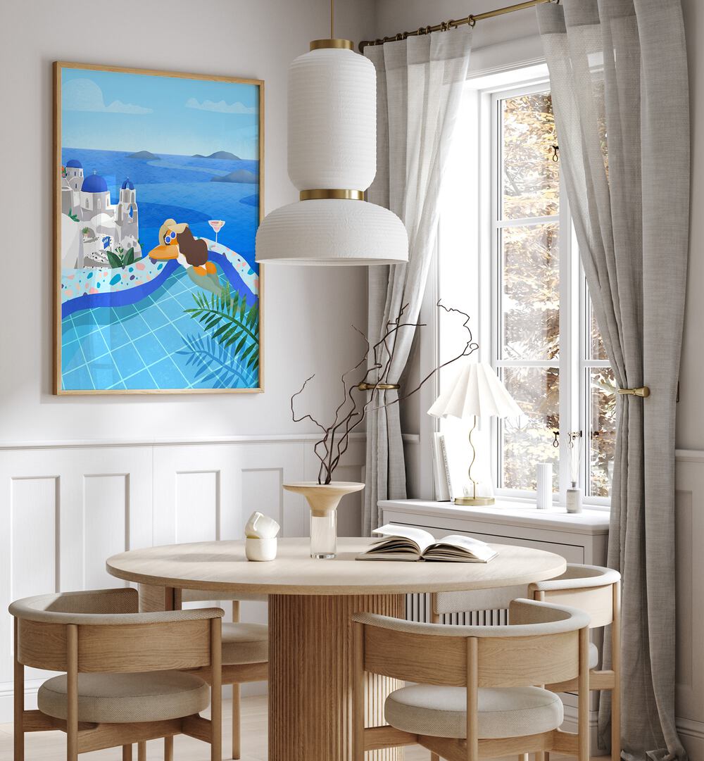 Bright and colorful SUMMER IN GREECE , TRAVEL POSTERS by Petra Lidze, perfect for enhancing any living space.