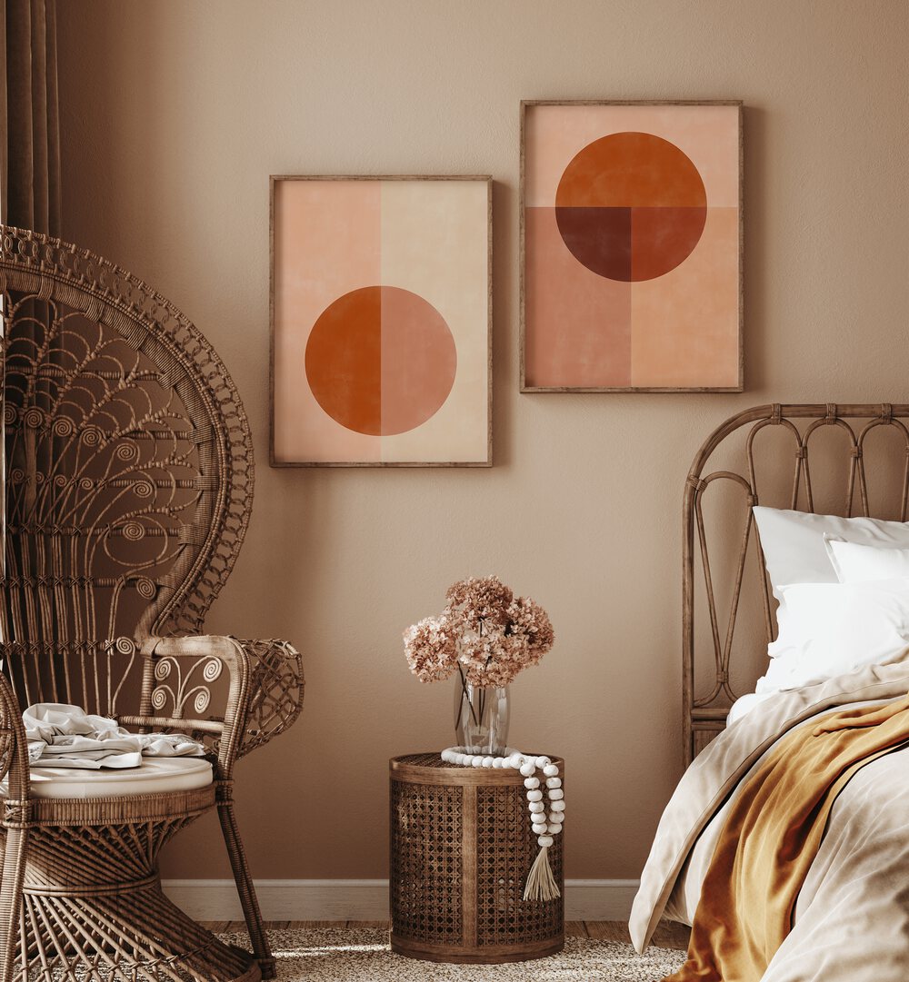 Transform your space with the SUMMER SUN, SET OF 2 PAINTINGS, featuring vibrant minimalist designs for warmth.
