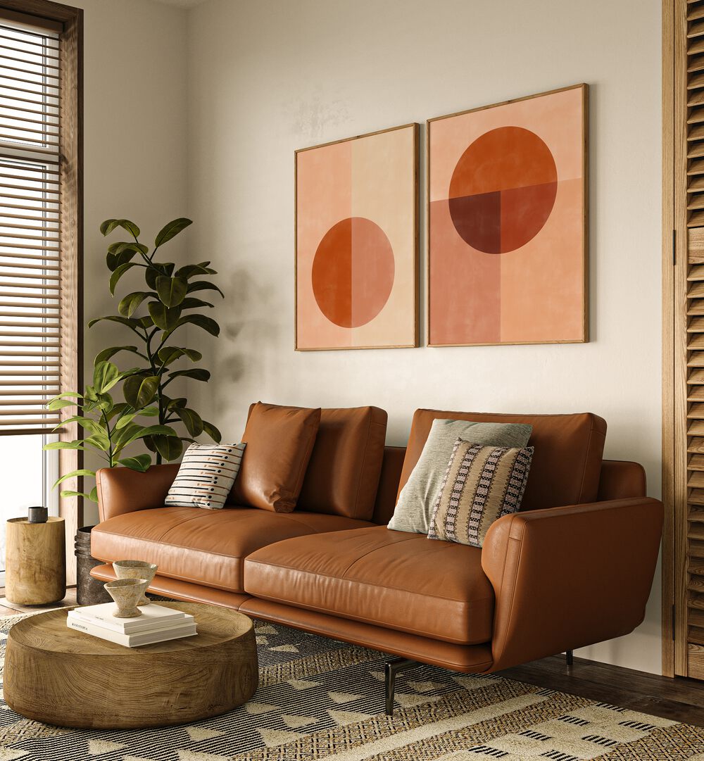 Bright and vibrant, the SUMMER SUN, SET OF 2 PAINTINGS enhances your living space with minimalist summer vibes.