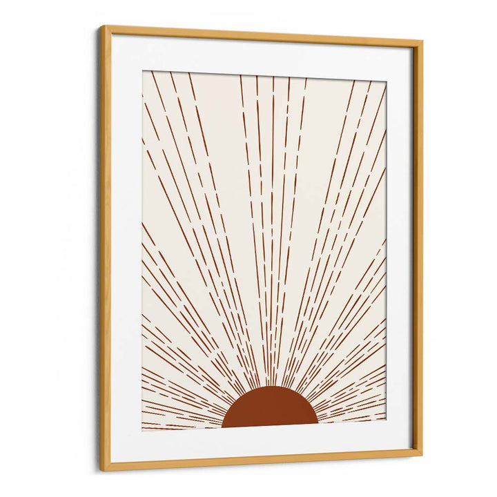 Elevate your decor with SUN I, BOHO ART PRINTS by Jay Stanley, featuring a serene sunburst design in an oak frame.