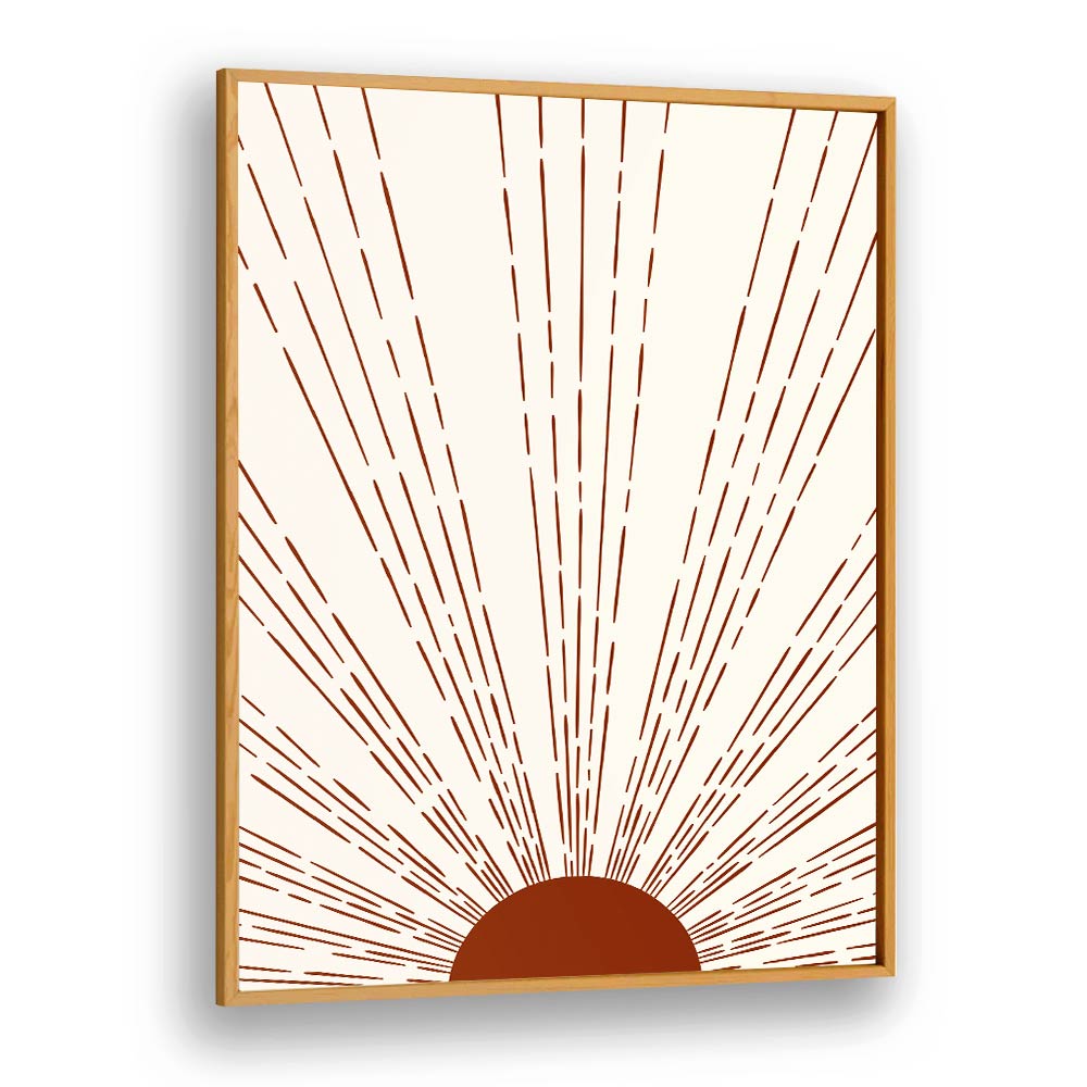 Stunning SUN I, BOHO ART PRINTS by Jay Stanley, featuring a serene sun design in an oak frame, perfect for home decor.
