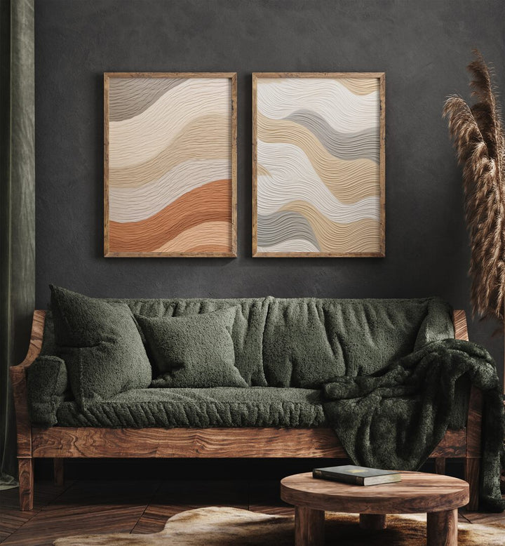 Elevate your decor with TEXTURED WAVES, SET OF 2 PAINTINGS, featuring ocean-inspired minimalist art.