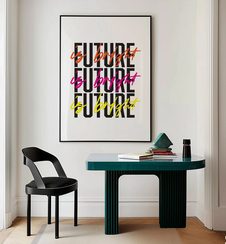the future is bright by frankie kerr-dineen geometric paintings Artwork II placed on a wall