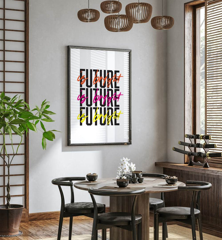 the future is bright by frankie kerr-dineen geometric paintings Artwork III placed on a wall