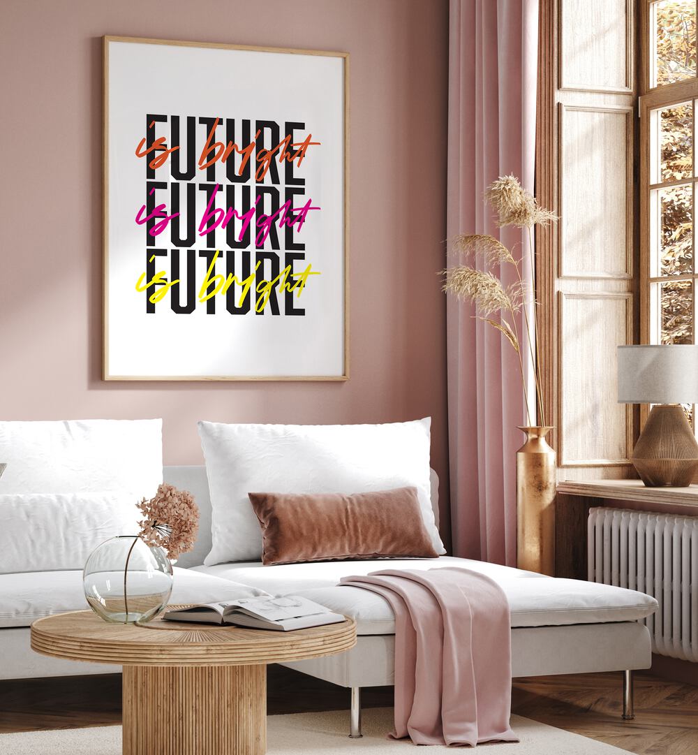 the future is bright by frankie kerr-dineen geometric paintings Artwork IV placed on a wall