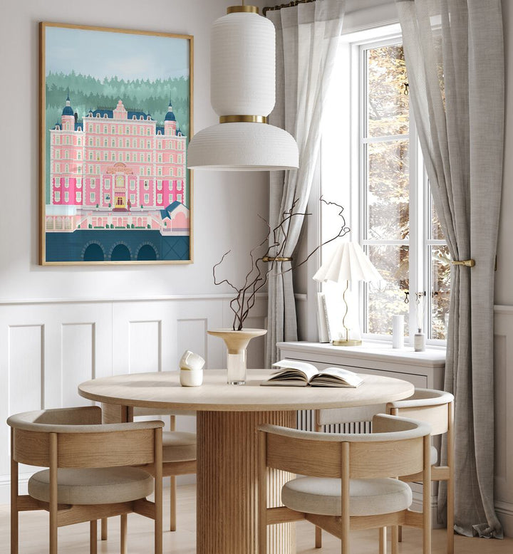 Elevate your decor with THE GRAND BUDAPEST HOTEL, TRAVEL POSTERS by Petra Lidze, showcasing stunning artistry.