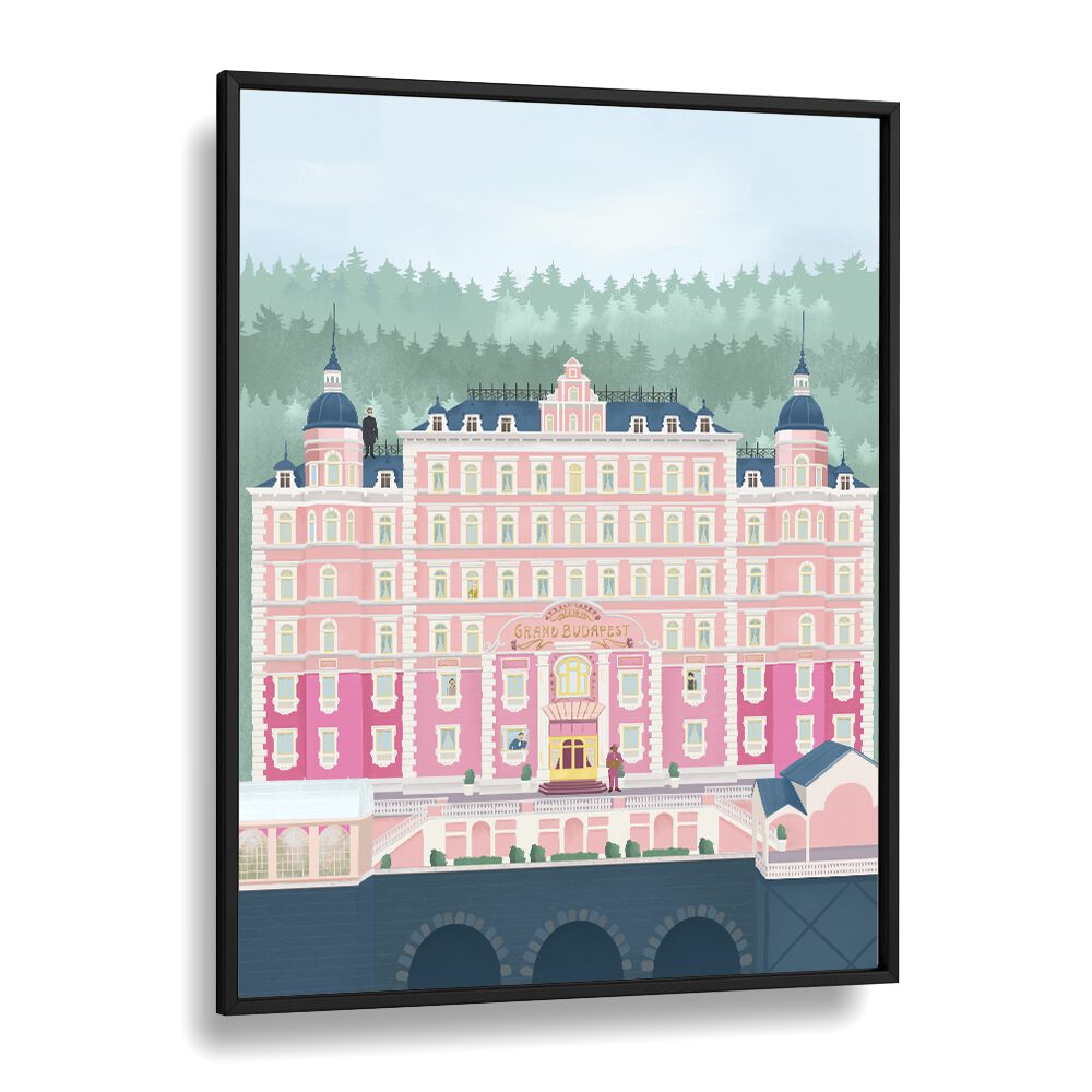 Decorate your space with THE GRAND BUDAPEST HOTEL, TRAVEL POSTERS by Petra Lidze, framed for an elegant touch.