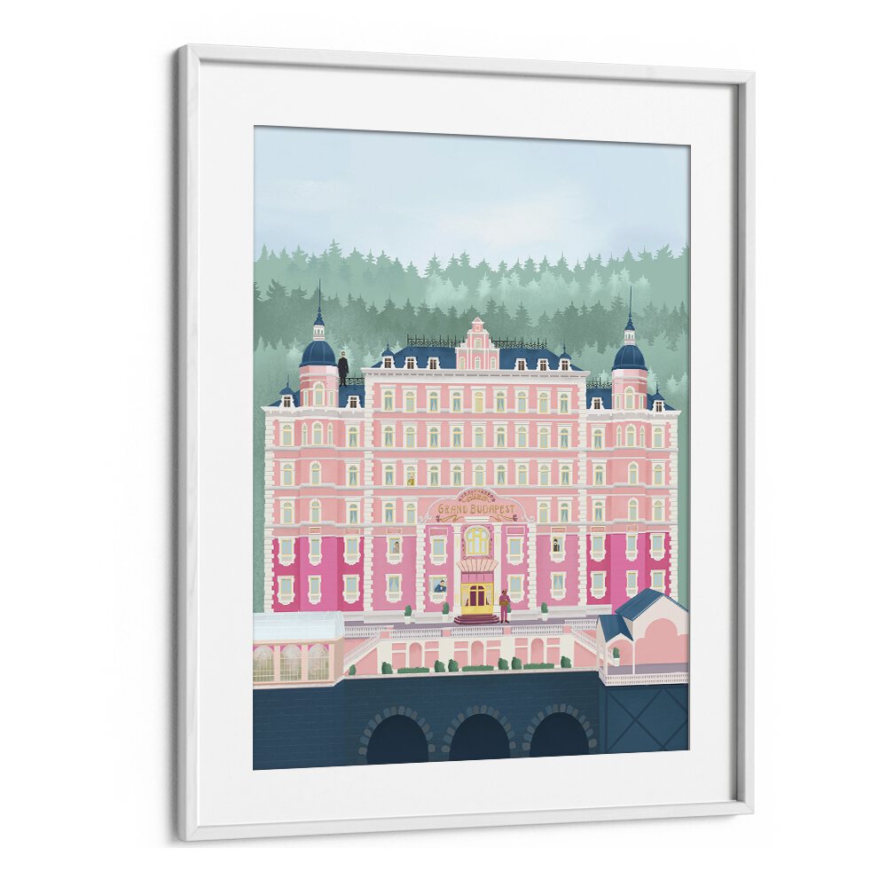 Stylish "The Grand Budapest Hotel" travel poster by Petra Lidze, perfect for elevating your space with elegance.