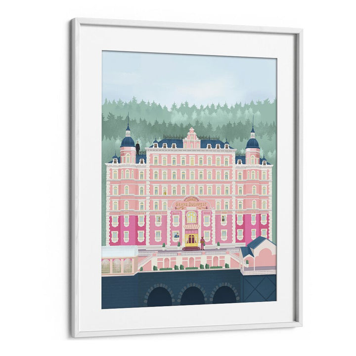 Stylish "The Grand Budapest Hotel" travel poster by Petra Lidze, perfect for elevating your space with elegance.