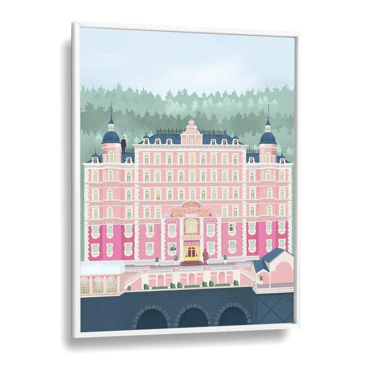 Stylish travel poster of THE GRAND BUDAPEST HOTEL, perfect for elevating your space with art by Petra Lidze.