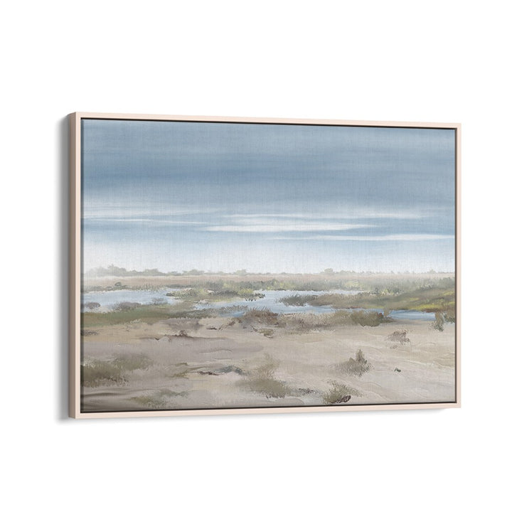 Stunning THE MISTY RISING, LANDSCAPE PAINTINGS in oak wood frame, evoking serenity and beauty for any space.