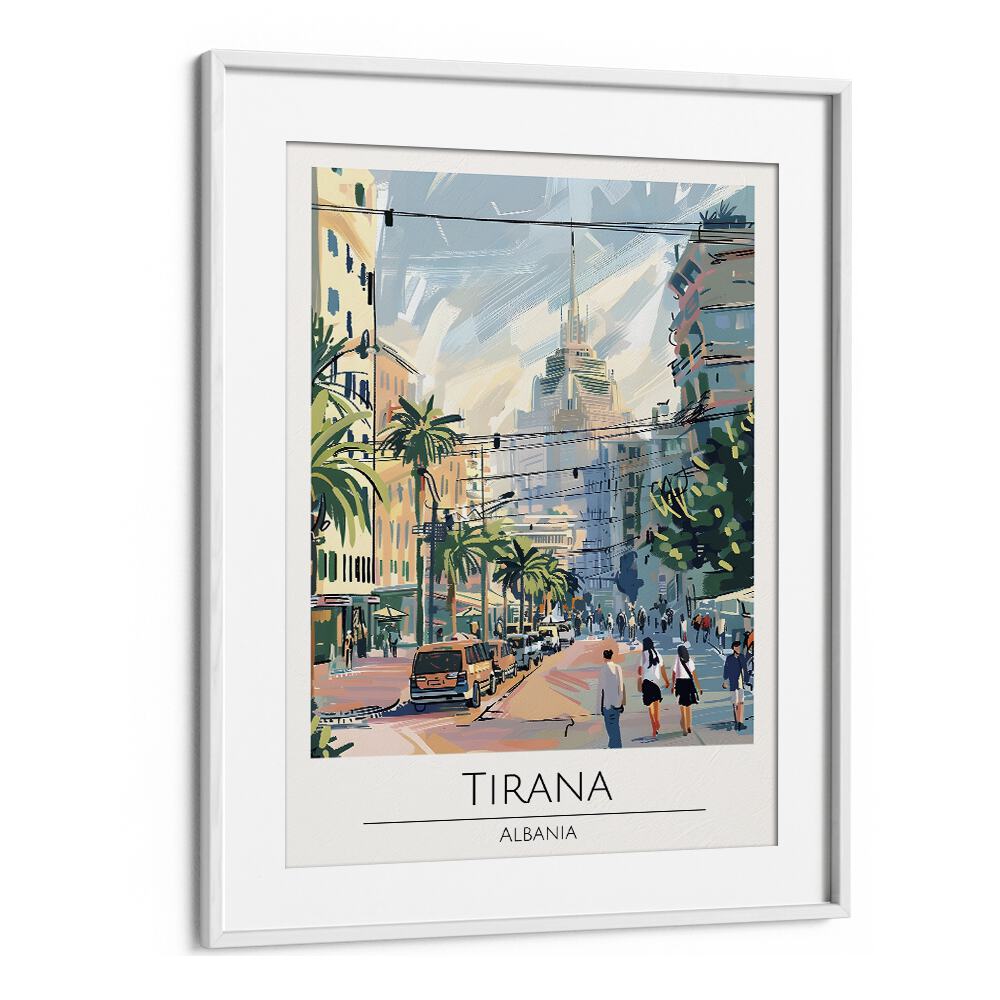 tirana-albania travel posters in White Frame With Mount