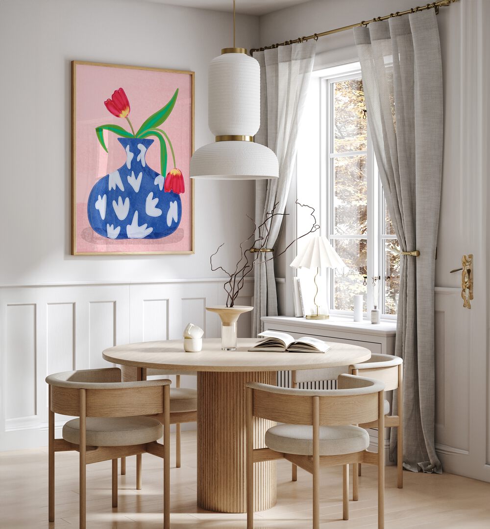 Floral elegance shines in the TULPE IN VASE, FASHION POSTERS by Raissa Oltmanns, perfect for any stylish space.