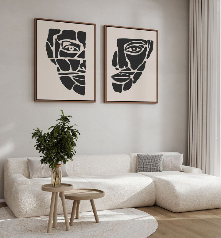Explore the TWO FACED, SET OF 2 PAINTINGS, showcasing bold colors and intricate designs for your modern decor.
