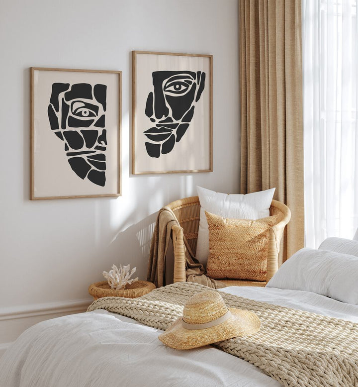 Stylish TWO FACED, SET OF 2 PAINTINGS showcasing duality in bold colors, perfect for modern wall decor.