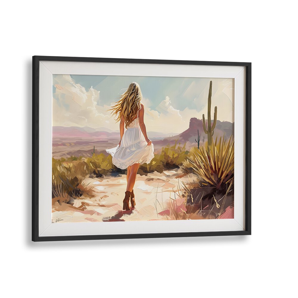 Explore UNCHARTED PATHWAYS II, VIBRANT art print featuring a serene landscape in a stylish black frame.