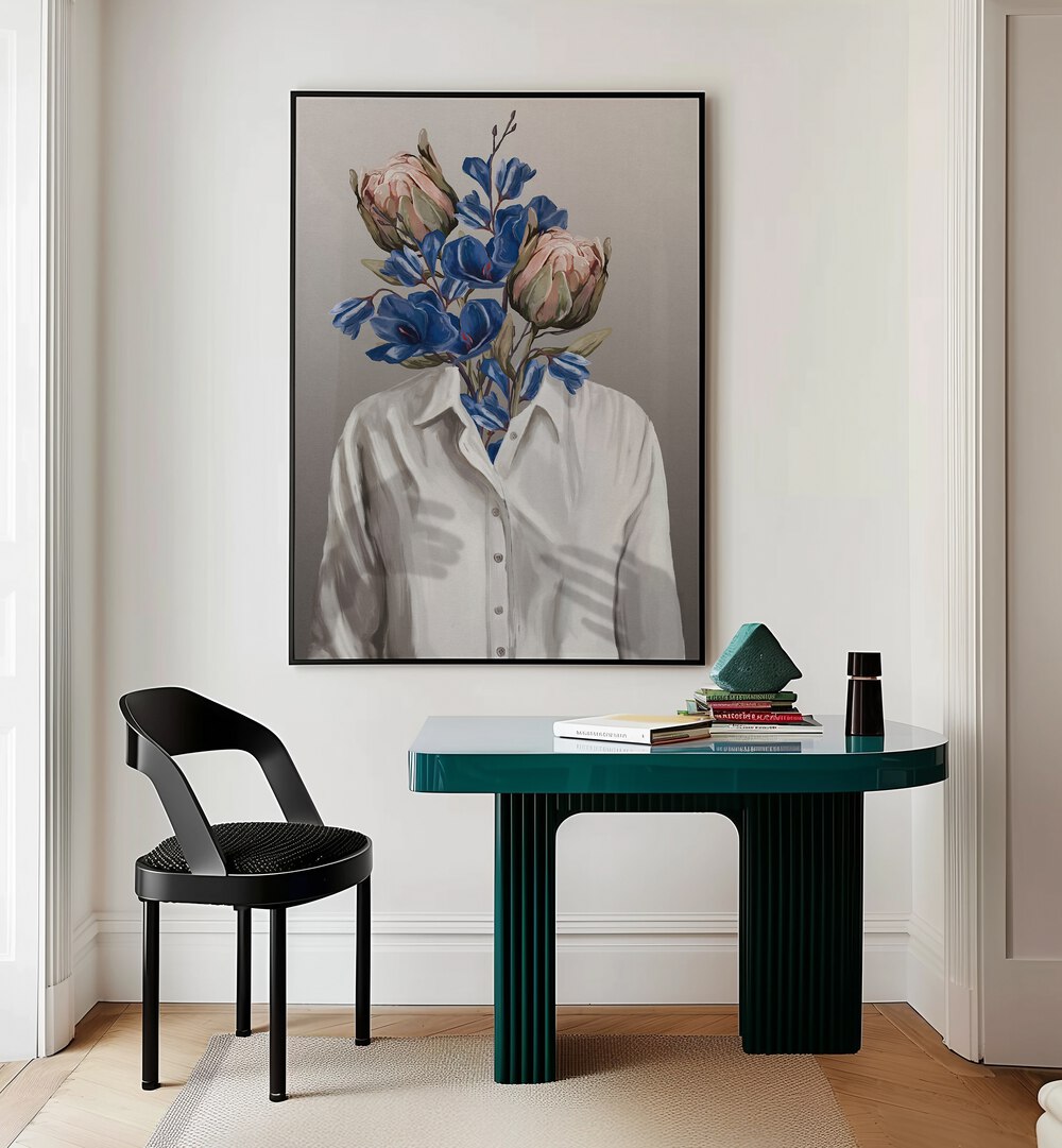 LONGING NO.II, PORTRAITS showcases floral artistry on a modern figure, perfect for enhancing any interior space.