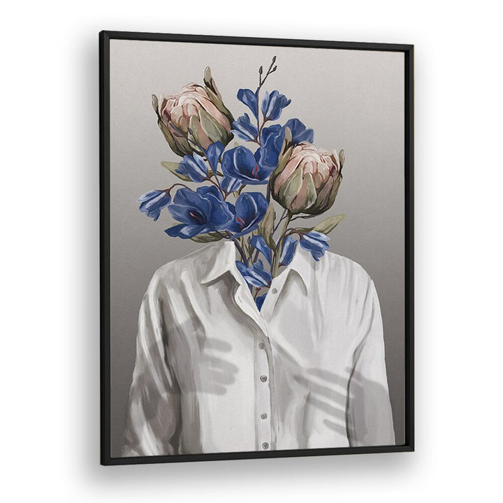 Longing No. II, portraits and figurative illustrations, features a floral headpiece on a figure in a white shirt.