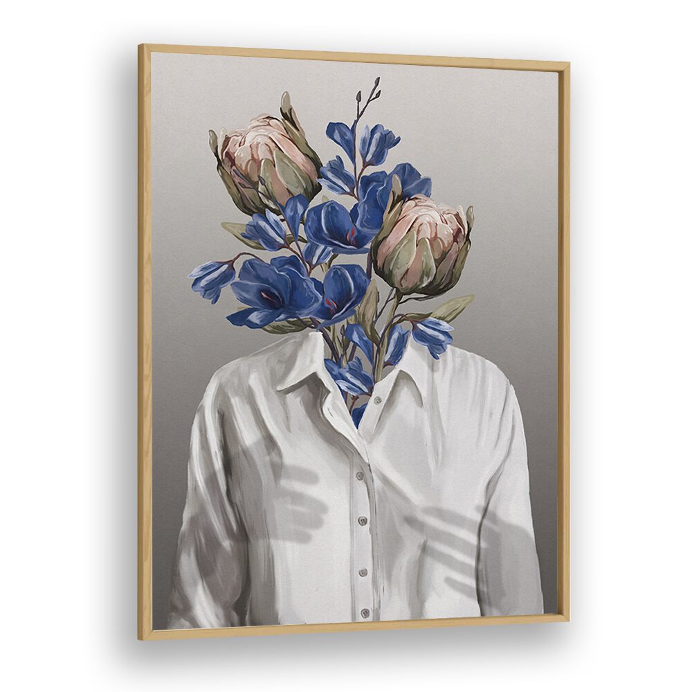 Elegant LONGING NO.II, PORTRAITS artwork features floral motifs in a striking composition by Gabriella Roberg.