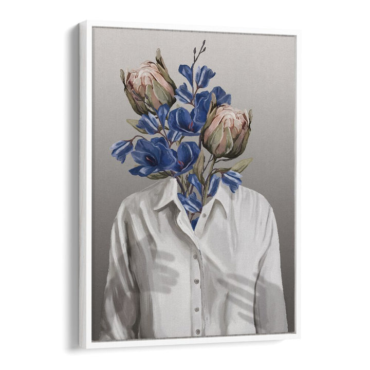 Stunning LONGING NO.II, PORTRAITS artwork by Gabriella Roberg featuring vibrant flowers and modern artistry in a floater frame.