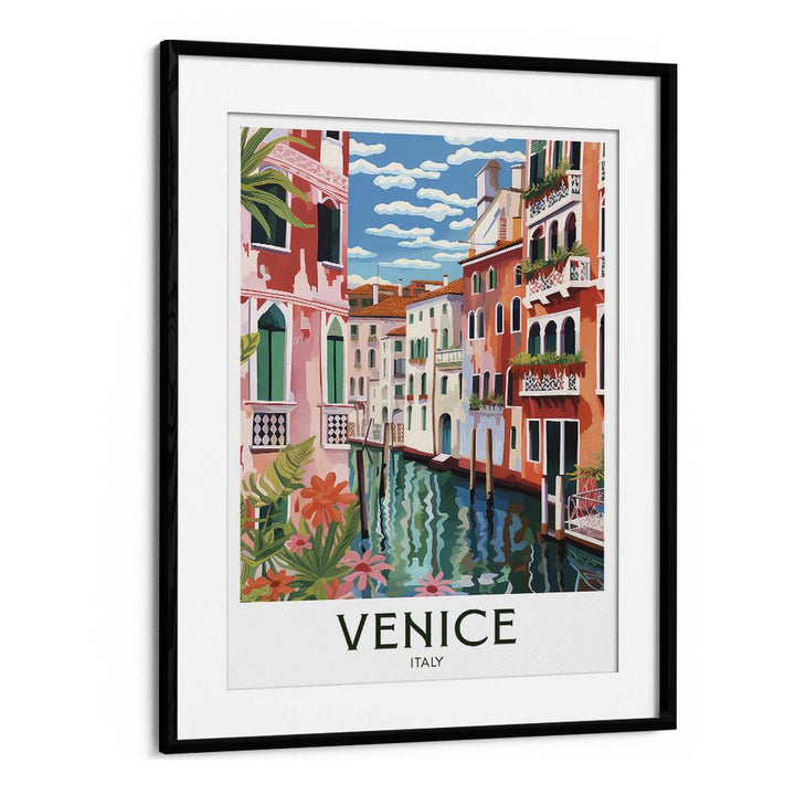 venice dreams travel posters in Black Frame With Mount
