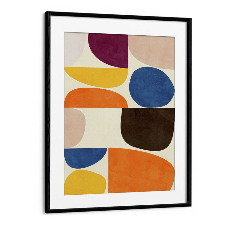VIVID BAUHAUS, ABSTRACT PAINTINGS by Ana Rut Bre features vibrant colors in a modern framed design for elegant decor.
