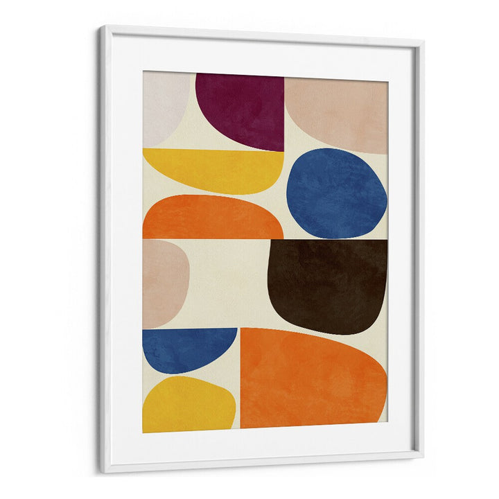 VIVID BAUHAUS, ABSTRACT PAINTINGS in a white frame, showcasing bold colors and modern design by Ana Rut Bre.