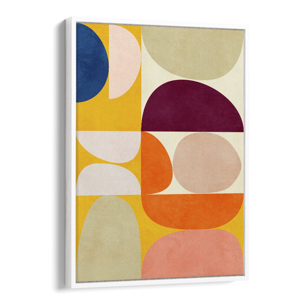 Colorful geometric shapes in VIVID BAUHAUS II, ABSTRACT PAINTINGS by Ana Rut Bre, perfect for modern decor.
