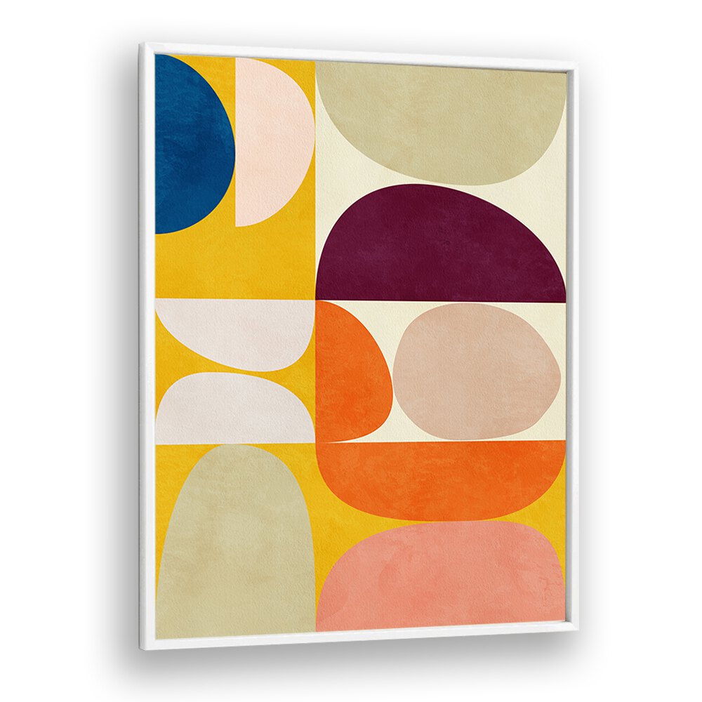 VIVID BAUHAUS II, ABSTRACT PAINTINGS by Ana Rut Bre features vibrant colors and geometric shapes, enhancing any space.