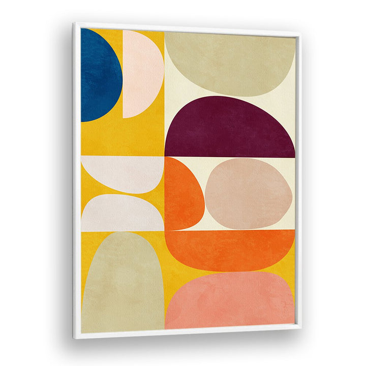 VIVID BAUHAUS II, ABSTRACT PAINTINGS by Ana Rut Bre features vibrant colors and geometric shapes, enhancing any space.