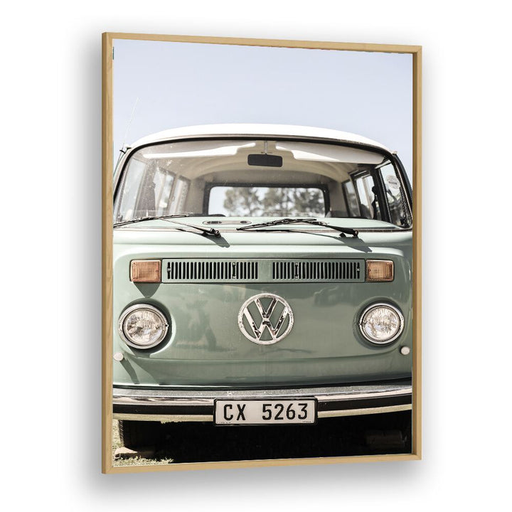 VW KOMBI, CAR POSTERS showcase a vintage Kombi van framed elegantly, perfect for automotive art lovers.