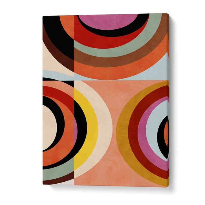 Warm Colors Bauhaus Geometry III, abstract paintings by Ana Rut Bre, features vibrant circular patterns for modern decor.