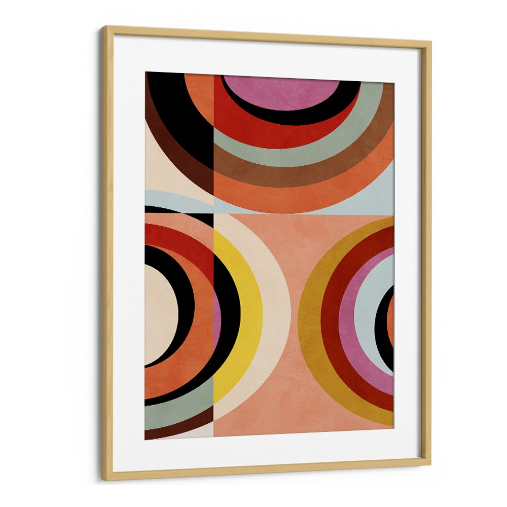 Warm Colors Bauhaus Geometry III, abstract paintings by Ana Rut Bre, enhance your space with vibrant geometric design.