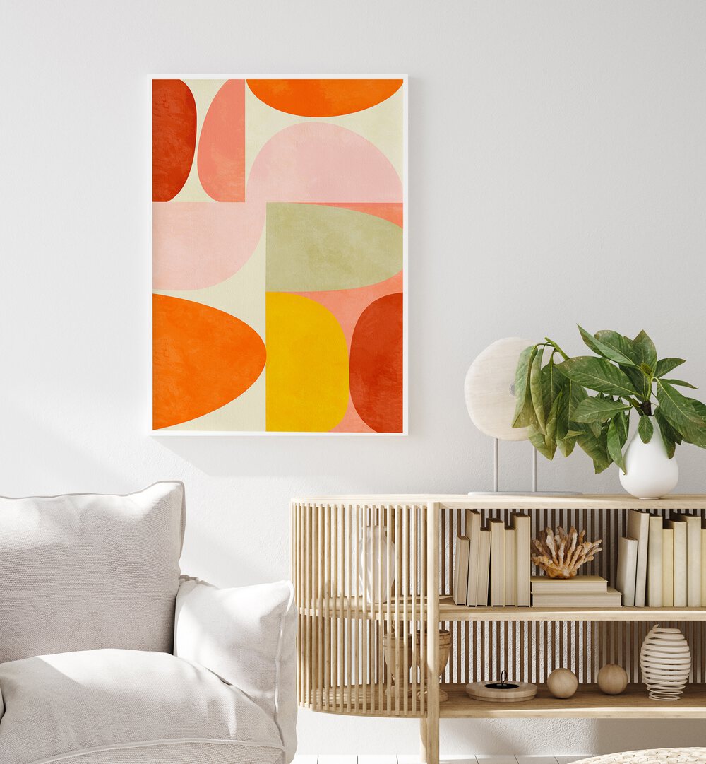 Vibrant Warm Pastel Geometry II, abstract paintings by Ana Rut Bre, enhance your space with modern artistic flair.
