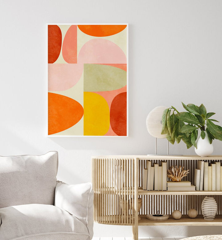 Vibrant Warm Pastel Geometry II, abstract paintings by Ana Rut Bre, enhance your space with modern artistic flair.