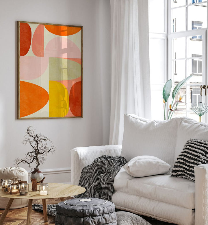Bright and modern, WARM PASTEL GEOMETRY II, ABSTRACT PAINTINGS adds stylish flair to any room. Perfect for decor.
