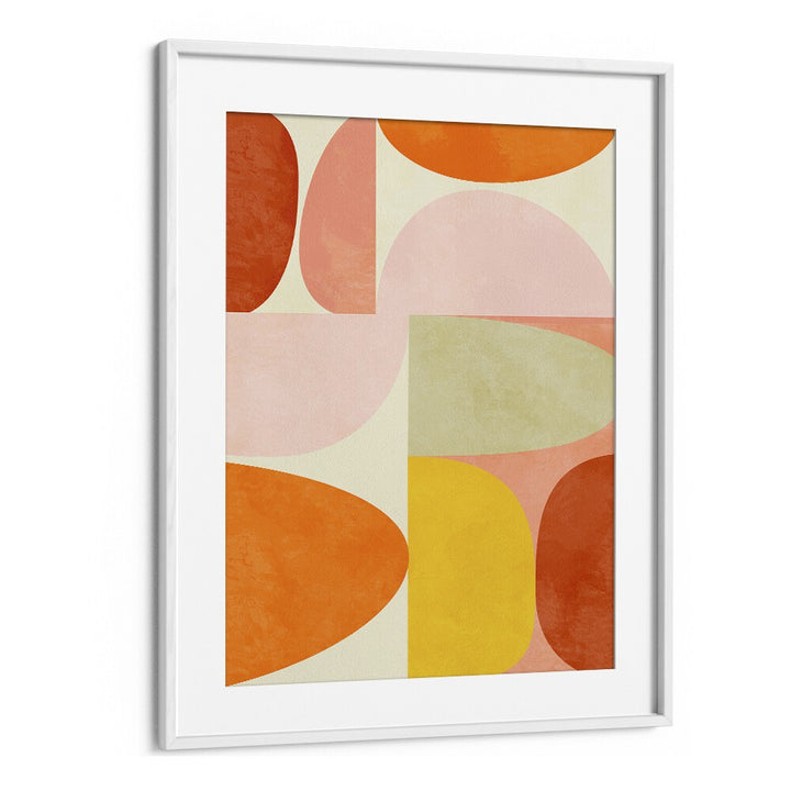 Warm Pastel Geometry II, abstract paintings by Ana Rut Bre, adds modern style with vibrant colors in a chic white frame.