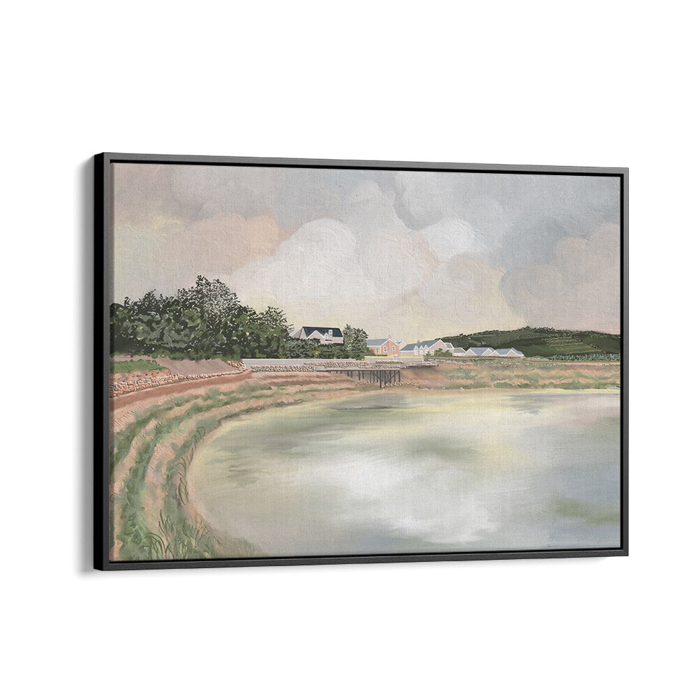 Stunning WATCH HER RISE landscape paintings in a black floater frame, perfect for enhancing your space.