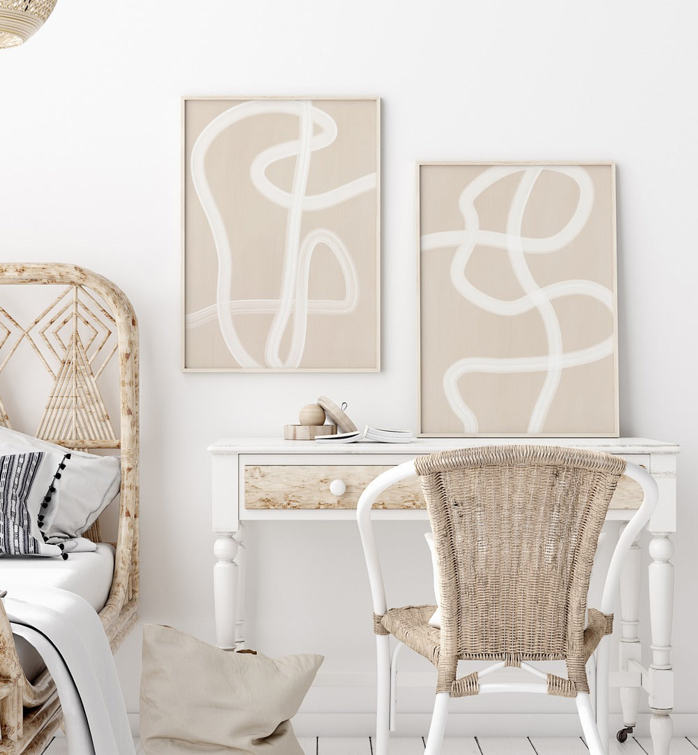 Stylish WHITE BRUSH STROKES, SET OF 2 PAINTINGS adding modern elegance to home decor. Perfect for any creative space.