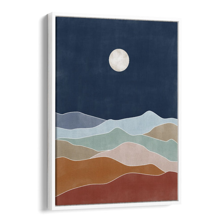 Elegant WOODEN STREET, LANDSCAPE PAINTINGS by Elena Ristova, showcasing serene hills under a moonlit sky.