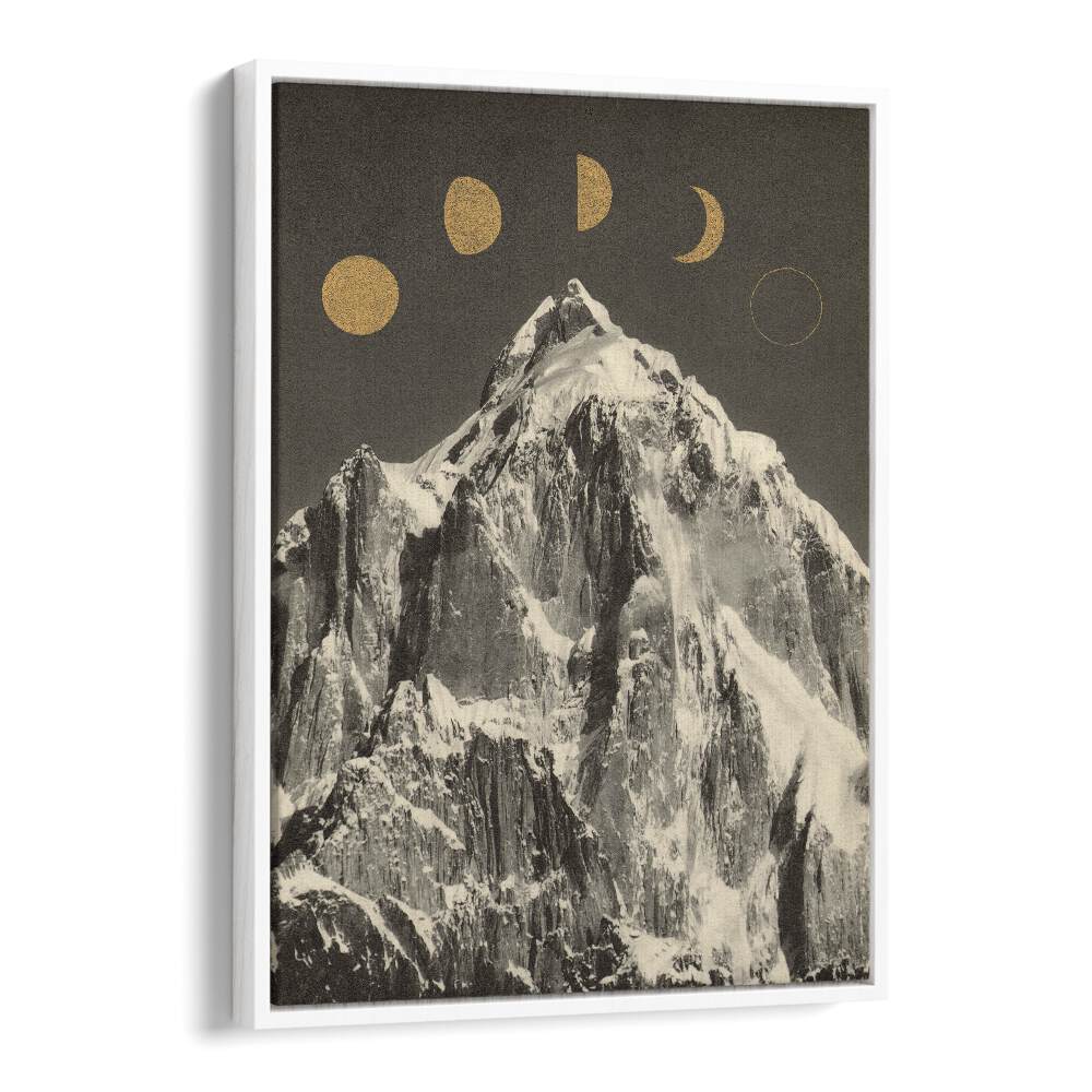 Stunning MOON PHASES , LANDSCAPE PAINTINGS by Florent Bodart, showcasing enchanting lunar beauty against majestic mountains.