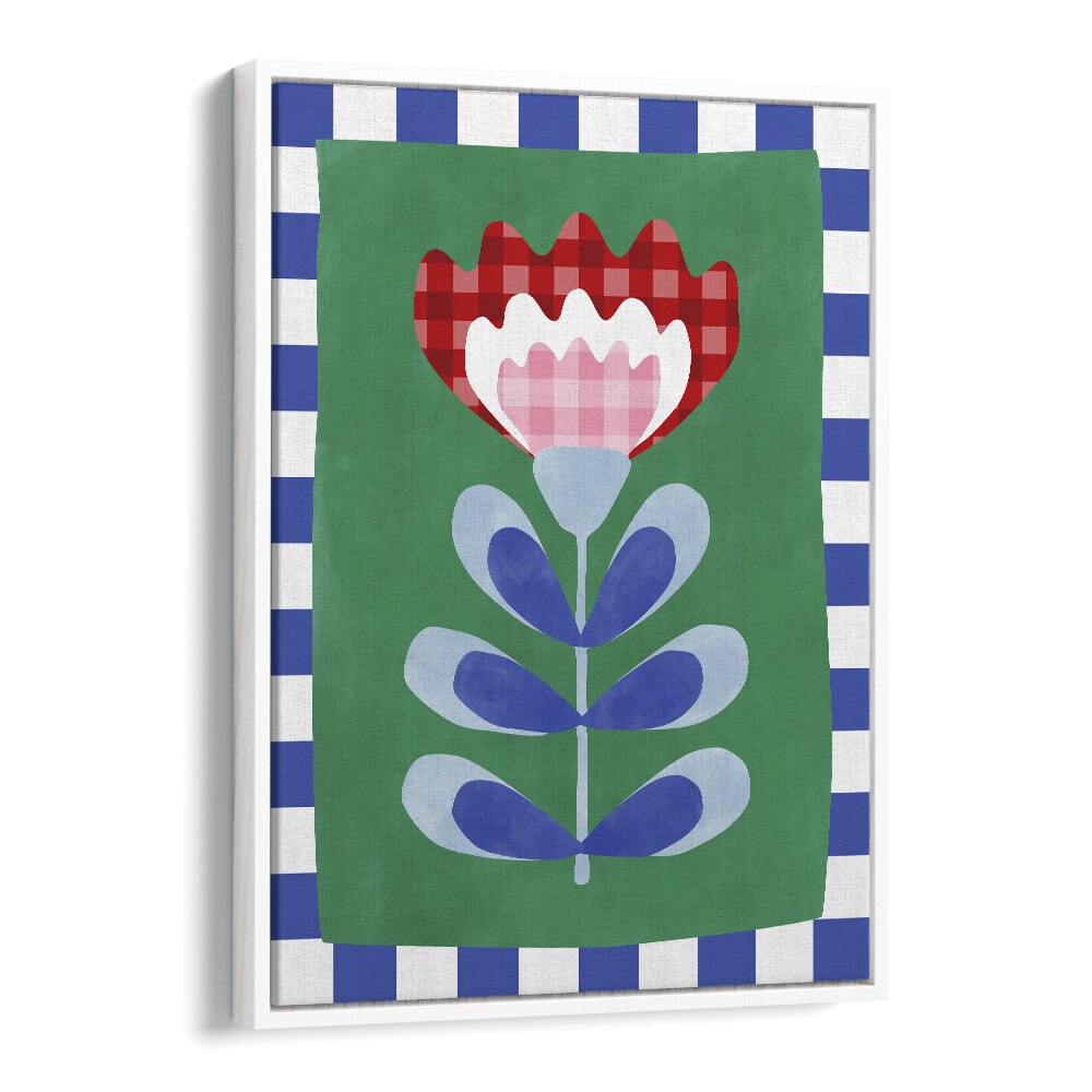 Bright and playful CHECKERED FLOWER, FLORAL FLOWER PAINTINGS by Elena Ristova enhance any space with their unique design.