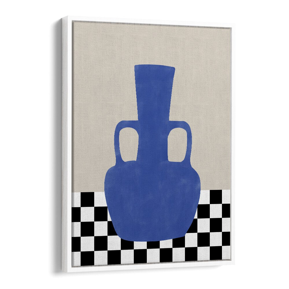 Stunning BLUE STILL LIFE, BOHO ART PAINTINGS by Elena Ristova featuring a vibrant blue vase and modern design elements.